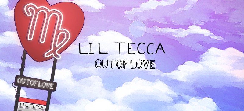 Social promo: a red neon heart sign on a pole against a violet watercolor sky, the title hand-lettered beside it